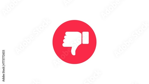 Animated Thumbs down icon, social media icon, dislike symbol. Alpha channel, transparent background. 4K resolution photo