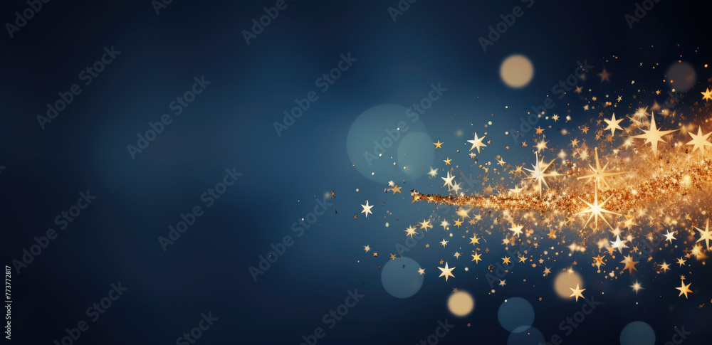 Abstract luxury golden wave lines star shape curved overlapping on dark blue background. Template premium award design. Premium background. Luxury Blue and gold background. Christmas banner - obrazy, fototapety, plakaty 