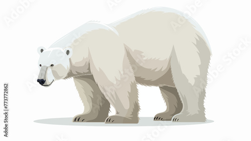 Cartoon polar bear isolated on white background flat v