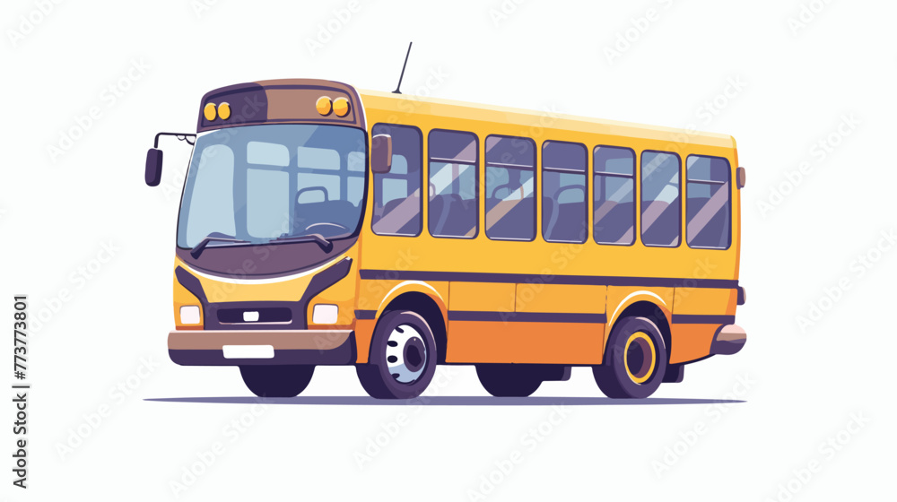 Cartoon school bus on white background flat vector 