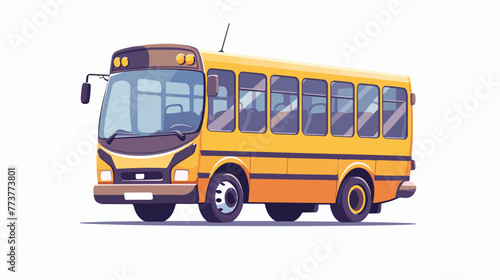 Cartoon school bus on white background flat vector 