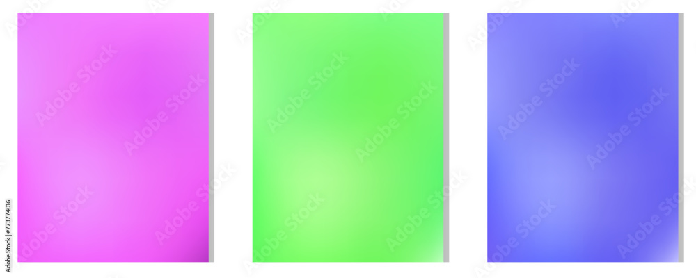Set of custom gradient backgrounds.
Vector gradient layouts
purple, green, blue