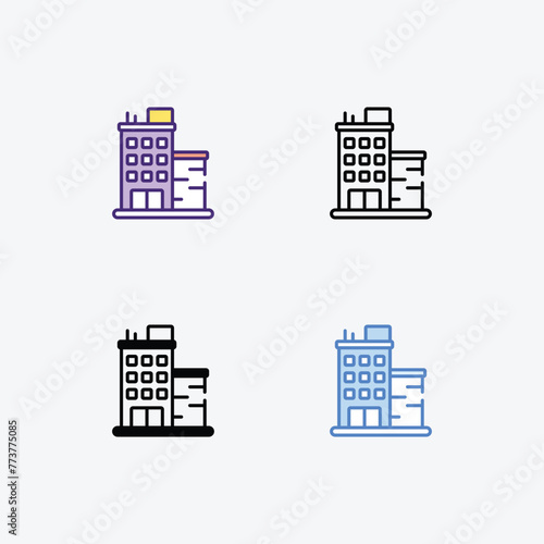 Building icons set in 4 different style vector illustration