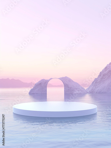 Tropical Sunset Podium with copy space for product display presentation