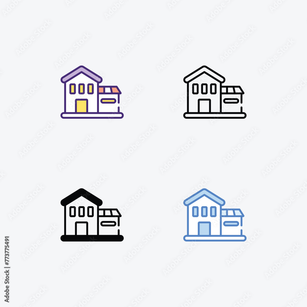 House icons set in 4 different style vector illustration