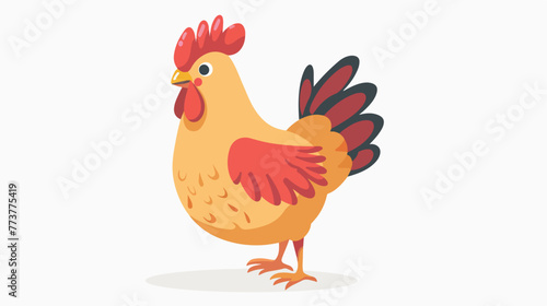 Chicken cartoon flat vector isolated on white background