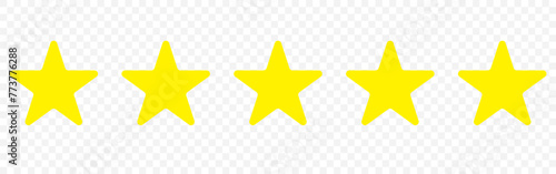 Five stars customer review icon for apps and websites.  flat style. 5 star sign. Star symbol. Star rating feedback review from customer experience vector design illustration in eps 10.