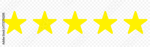 Five stars customer review icon for apps and websites.  flat style. 5 star sign. Star symbol. Star rating feedback review from customer experience vector design illustration in eps 10.