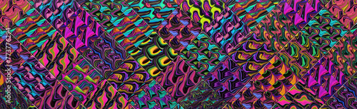 Fototapeta Naklejka Na Ścianę i Meble -  Wide Colorful Psychedelic Background (3DIllustration)