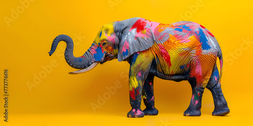 Studio photo of colorful painted elephant in vibrant bright colors , creativity and standing out concept. generative ai photo