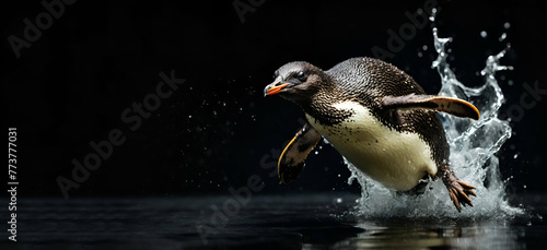 Gentoo penguin standing in the waterChinstrap penguin (Pygoscelis antarcticus generative by ai... photo