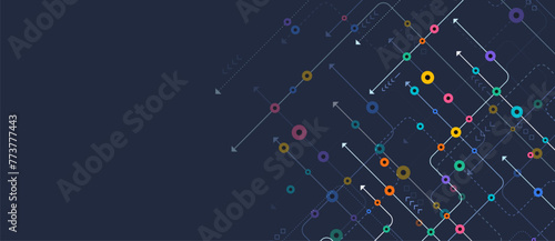 Circuit connect lines and dots. Network technology and Connection concept. Decentralized network nodes connections