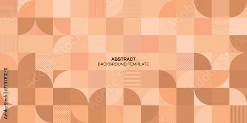 Abstract peach tone geometric mosaic pattern decorative ornament background vector illustration have blank space.