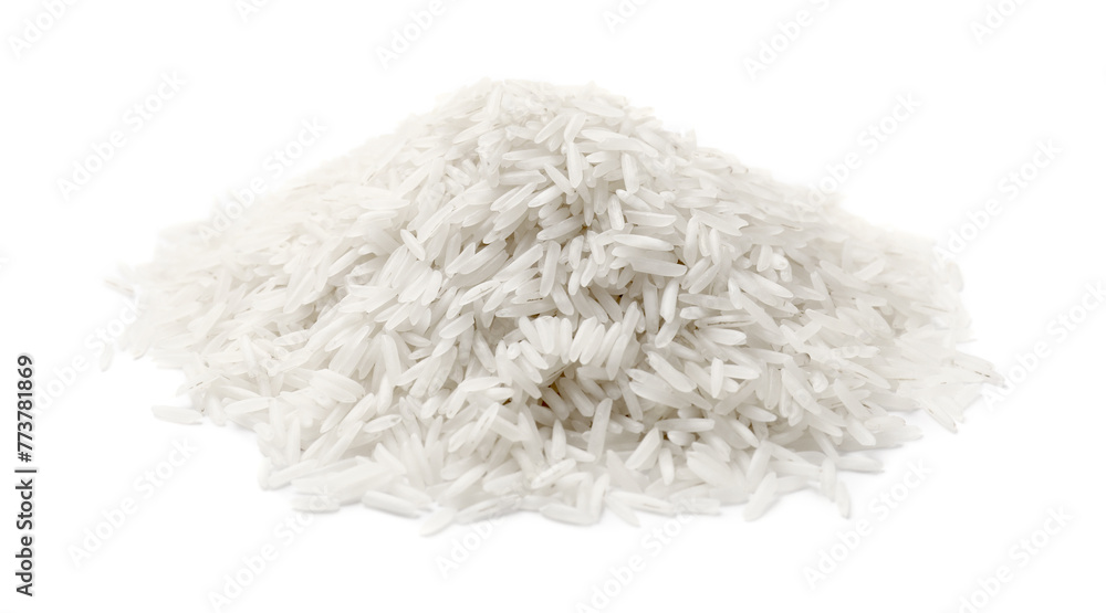 Pile of raw basmati rice isolated on white Pile of raw basmati rice isolated on white