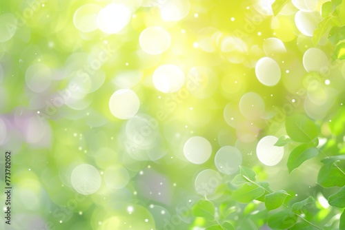 Green bokeh background from nature under tree shade and sunlight