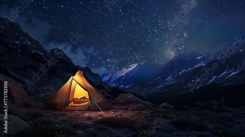 camping tent in a nature hiking spot © SAIRA  BANO