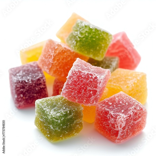 Fruit jelly candies isolated on white background,  Top view