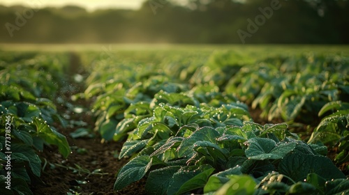 A scenic field with lush green plants.