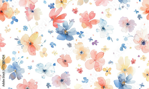 watercolor seamless pattern with flowers