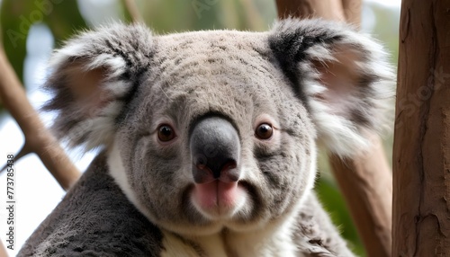 A Koala With Its Distinctive Nose And Fluffy Fur 2