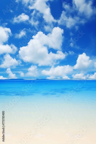 Beautiful beach and tropical sea under the blue sky with white clouds