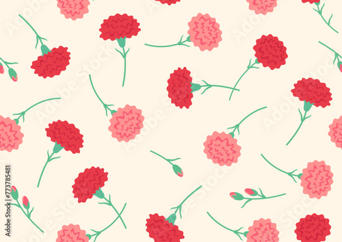 Cute seamless pattern of carnation flowers