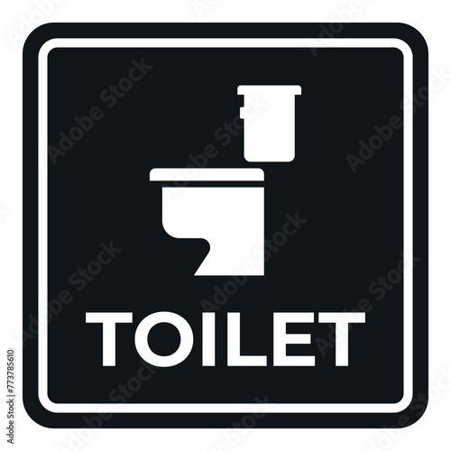 Restroom sign with toilet bowl on white background