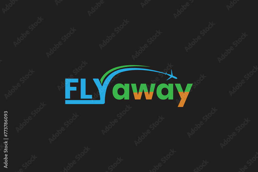 Fototapeta premium a logo for Fly away is shown on a black background