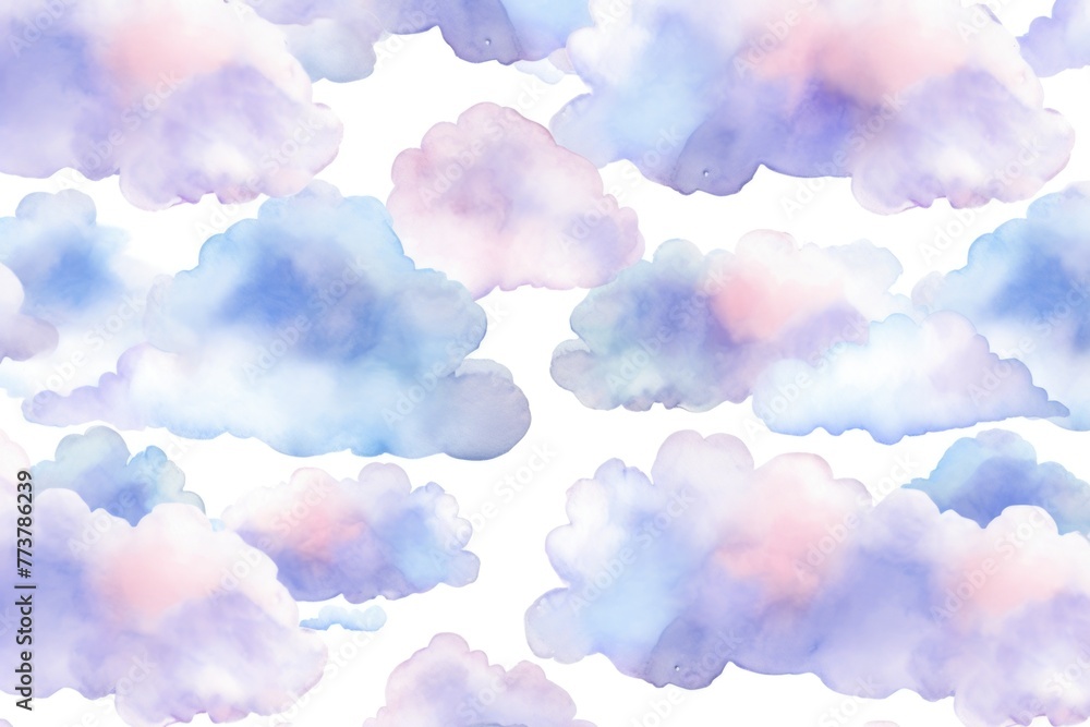 watercolor pink and blue clouds