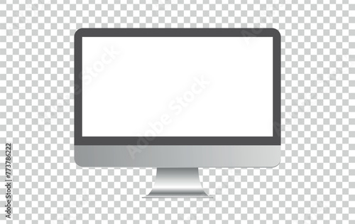 Vector flat desktop monitor isolated pc computer editable eps illustration technology gadget display screen Modern gre computer with white screen on empty background.
