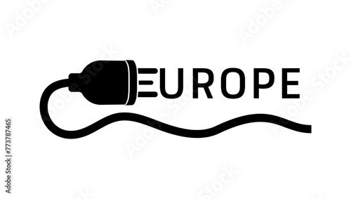 Europe energy emblem, black isolated silhouette