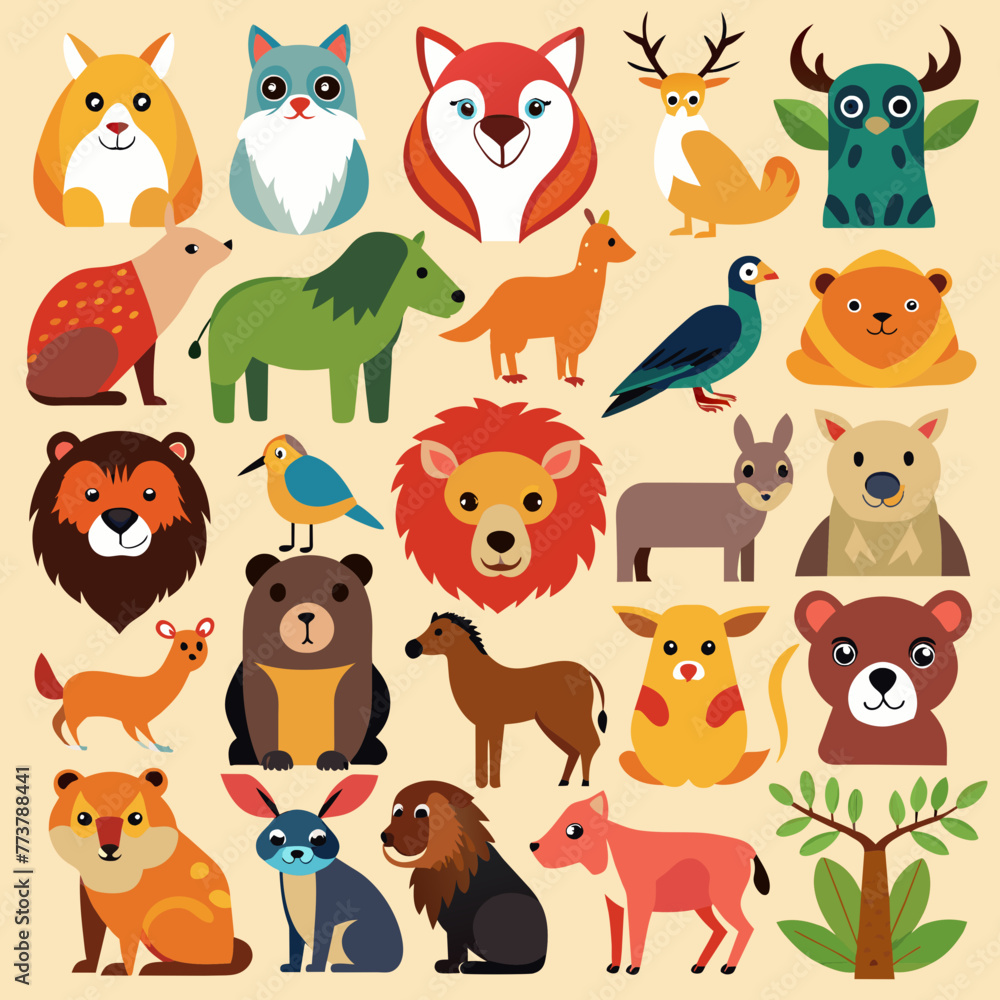 Set of 30 Animals Icons Sheet	