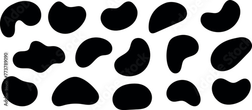 Irregulars organic blots. Modern liquid irregular blob shape. Fluid blob shape vector for abstract design. Vector set on white background.