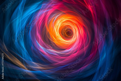 Dynamic abstract swirl pattern with vivid warm and cool colors creating a hypnotic, spiraling vortex effect.