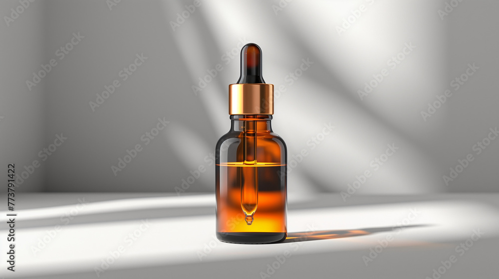A bottle of essential oil is sitting on a table. AI. A bottle of essential oil is sitting on a table. AI.