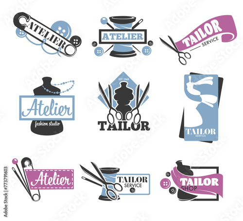 Tailor Service Logo Collection vector