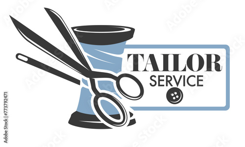 Scissors Thimble Tailor Service Logo
