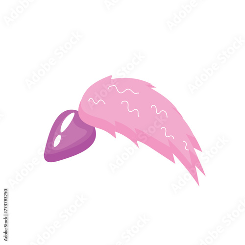 Anal sex toy with tail on white background