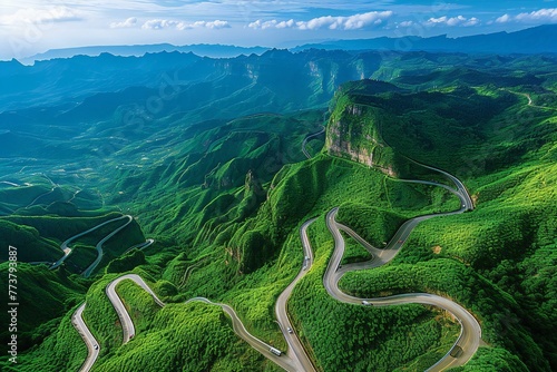 Mountain road at chiangrai province, china photo