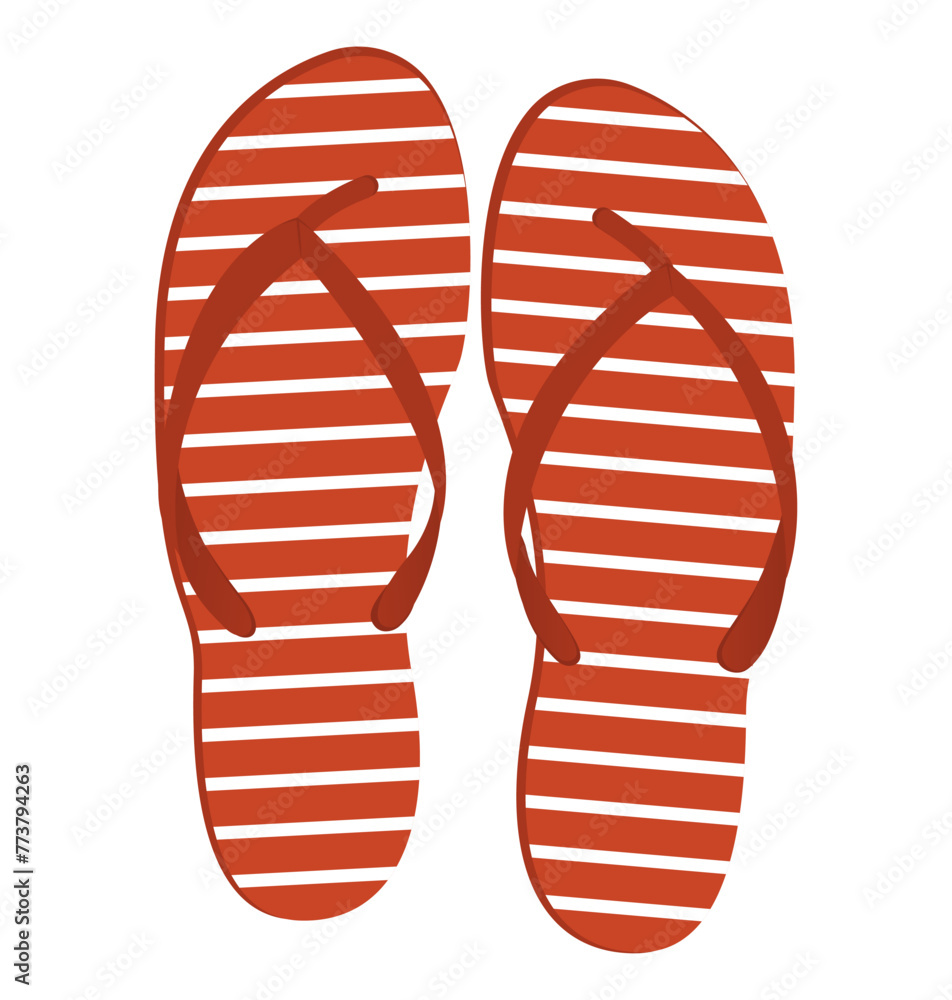 Pair of striped flip-flops on white background Pair of striped flip-flops on white background