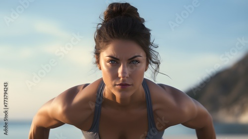 portrait of sport woman on the beach