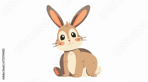 Cartoon funny rabbit on white background flat vector isolated © RedFish