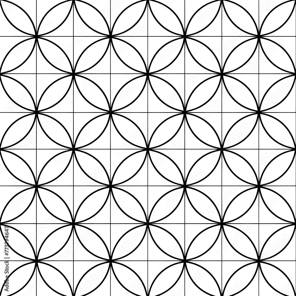Fototapeta premium Geometric repeat circle pattern - Ai Generated