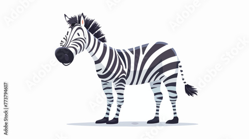 Cartoon funny zebra on white background flat vector isolated