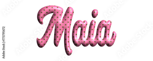 Grace - pink color with dots, fabric style -name - three-dimensional effect tubular writing - Vector graphics - Word for greetings, banners, card, prints, cricut, silhouette, sublimation