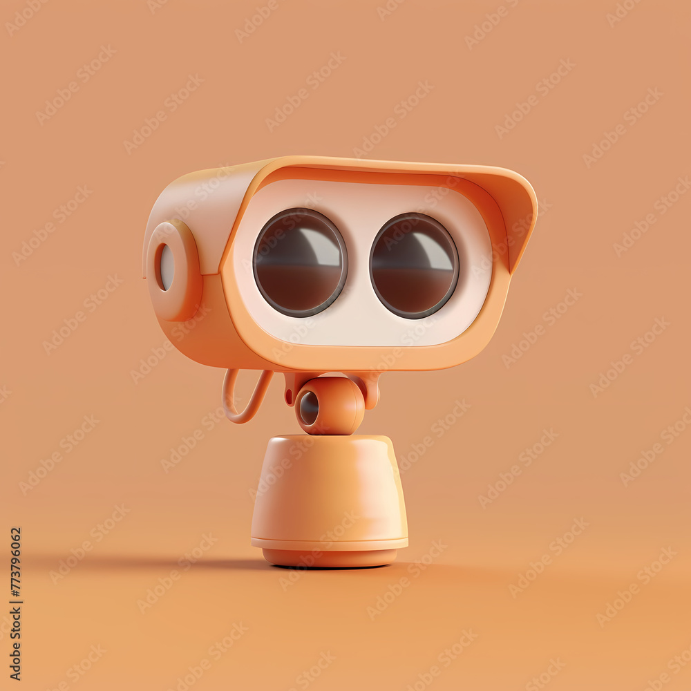 3D render clay style ,CCTV camera pastel color,realistic object. 3D render clay style ,CCTV camera pastel color,realistic object.