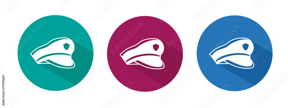 Icon for police hat vector illustration in flat. Icon for police hat vector illustration in flat.