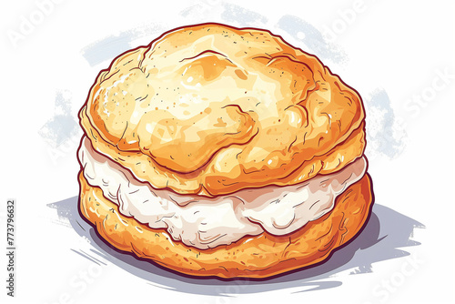 Drawing of delicious scones On a white background. © Gun