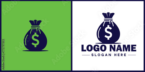money bag logo icon vector for business brand app icon dollar Sack cash bank  financial logo template