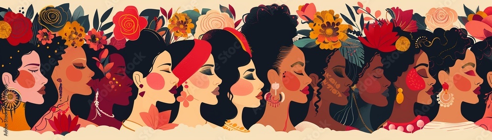 Global Sisterhood Illustrate a vector scene showcasing the global sisterhood of women from different cultures and backgrounds, supporting and uplifting each other 